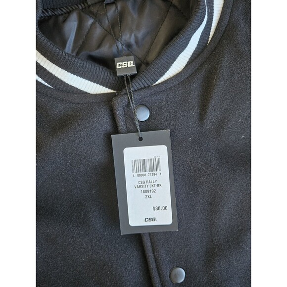 CSG Rally Varsity Jacket Mens 2XL Black White NWT - Picture 5 of 12